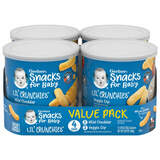 Фото Snacks for Baby, маленькие хрустящие хлопья, снеки из запеченных злаков, от 8 месяцев, мягкий чеддер и вегетарианский соус, 4 канистры по 42 г (1,48 унции)