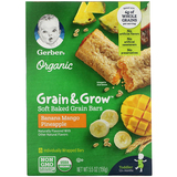 Фото Organic, Grain & Grow, Soft Baked Grain Bars, 12+ Months, Banana Mango Pineapple, 8 Bars, 19 g Each