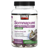 Фото Somnapure, вкусные жевательные таблетки с мелатонином, 10 мг, ягодный вкус, 60 жевательных таблеток (5 мг в одной жевательной таблетке)