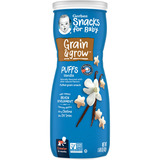 Фото Snacks for Baby, Grain & Grow, Puffs, воздушные закуски, для детей от 8 месяцев, ваниль, 42 г (1,48 унции)