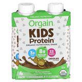 Фото Kids Protein, органический питательный коктейль, шоколад, 4 пакетика по 244 мл (8,25 жидк. Унции)