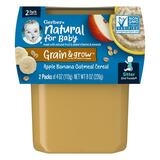 Фото Natural for Baby, Grain & Grow, 2nd Foods, яблоко, банан и овсяные хлопья, 2 пакетика по 113 г (4 унции)