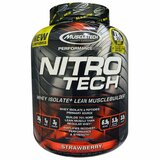 Фото Nitro-Tech, сывороточный изолят для наращивания сухой мышечной массы, клубничный, 3.97 фунта (1.80 кг)