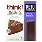 Фото Keto Protein Bars, шоколадный муссовый пирог, 5 батончиков по 34 г (1,2 унции)